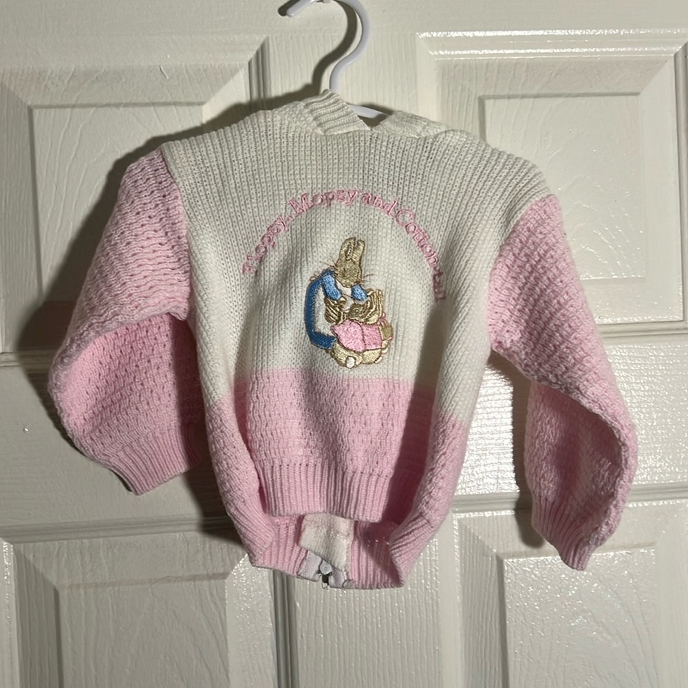 A Beatrix Potter - vintage really cute pink and white sweater